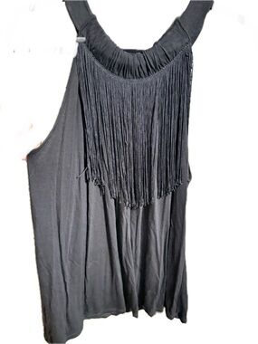 INC Women’s Black Fringe Tank Top